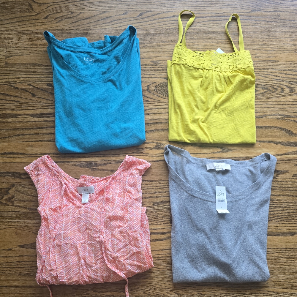 LOFT Women's Tops Collection - Blue, Yellow, Pink, and Gray